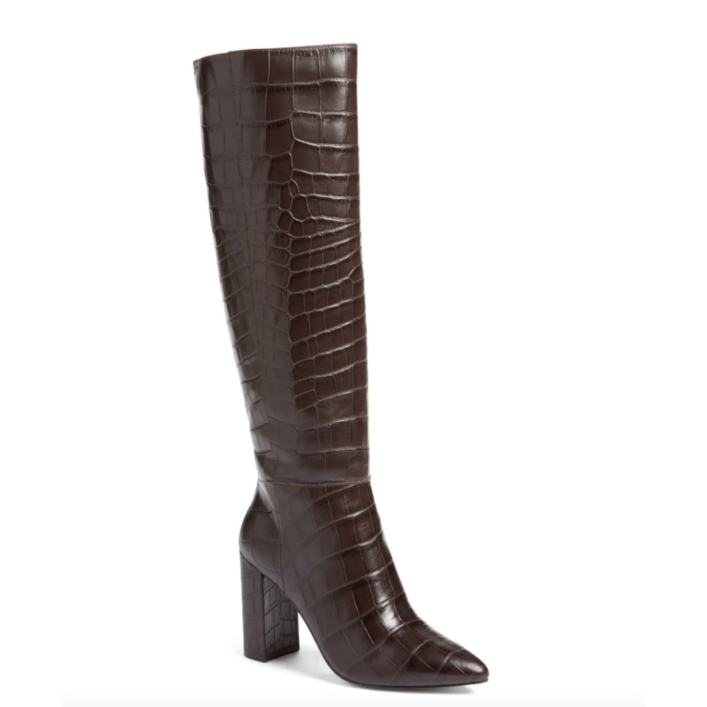 Halogen x Atlantic Pacific Adrina Croc Alligator Embossed Genuine Leather Boots
